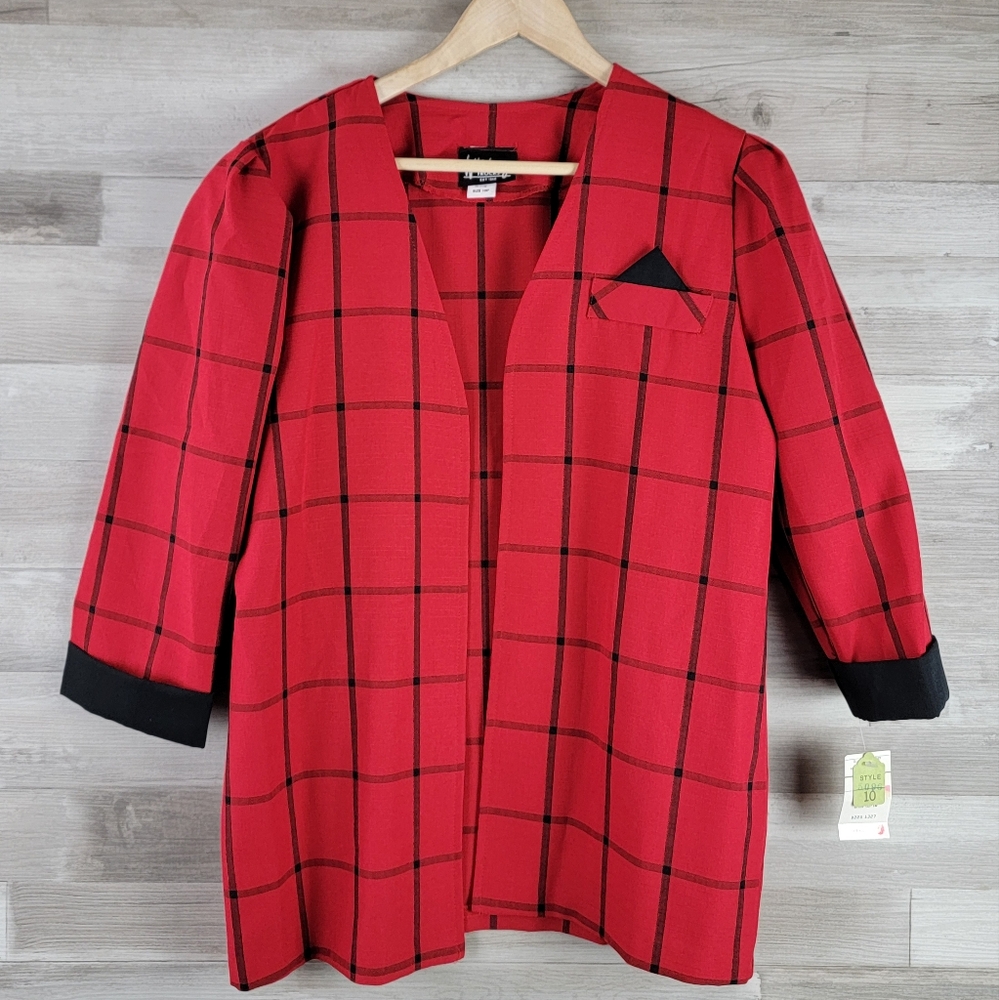 Vintage Whirlaway Frocks Open Plaid Blazer Women's Size 10P USA Made NWT - Picture 11 of 16